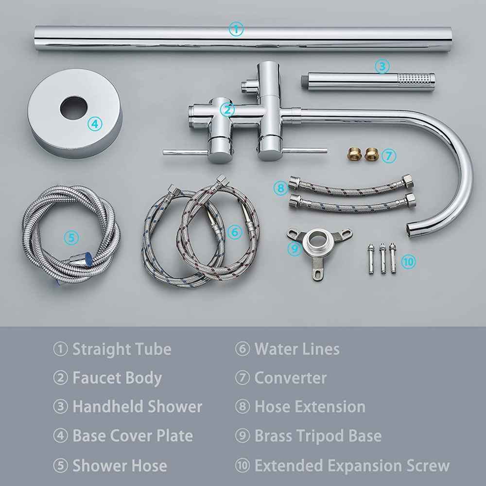 1 Hole  Chrome Bathtub Shower Faucet Chrome Brass
