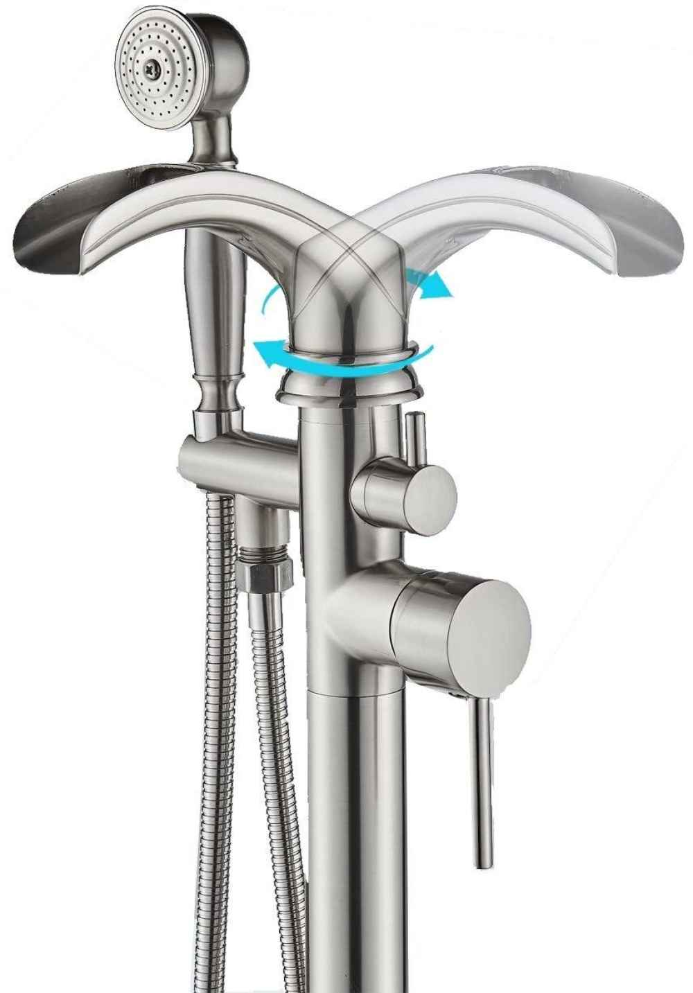 1 Hole Brushed Bathtub Shower Faucet Brushed Nickel Brass