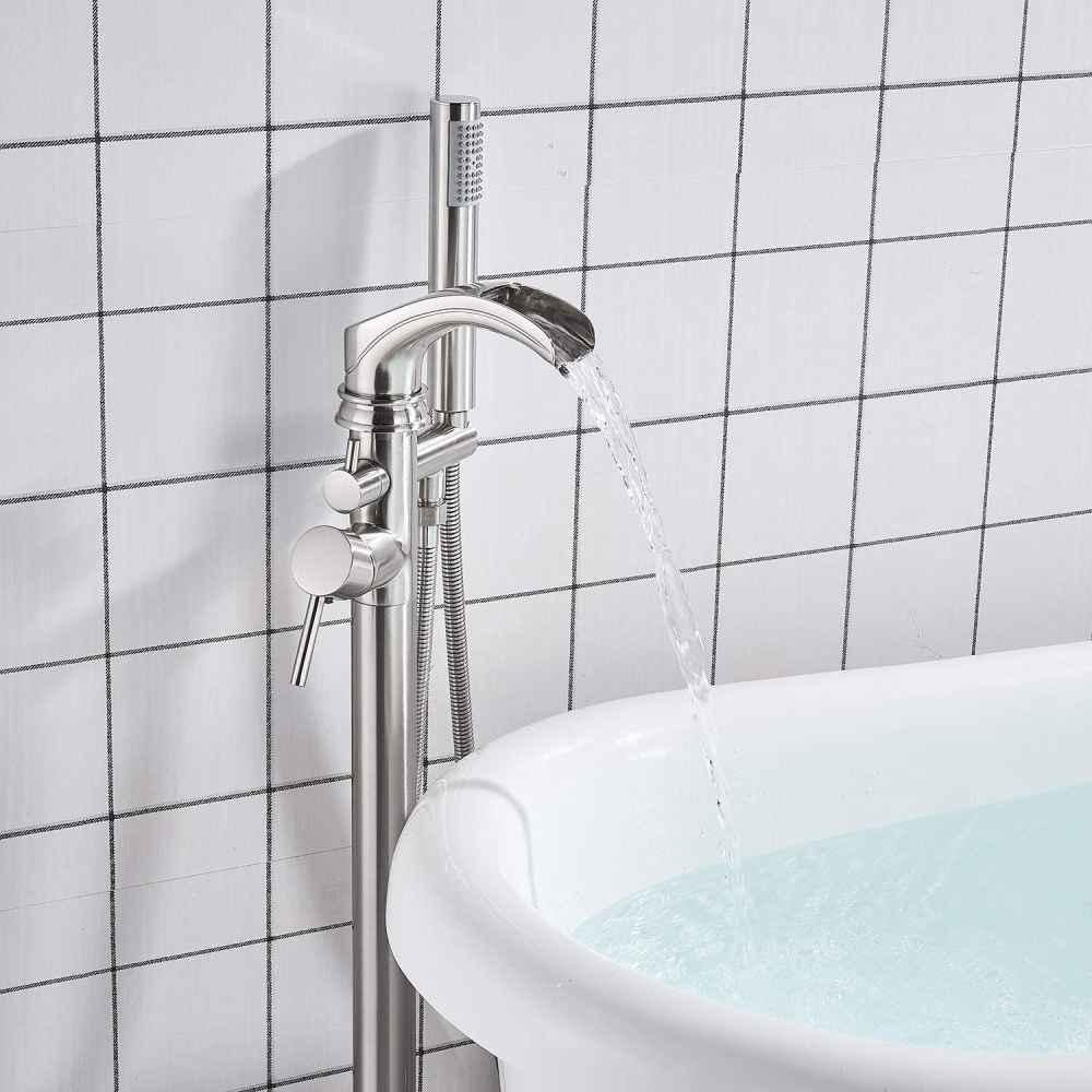 1 Hole  Brushed Bathtub Shower Faucet Brushed Nickel Brass