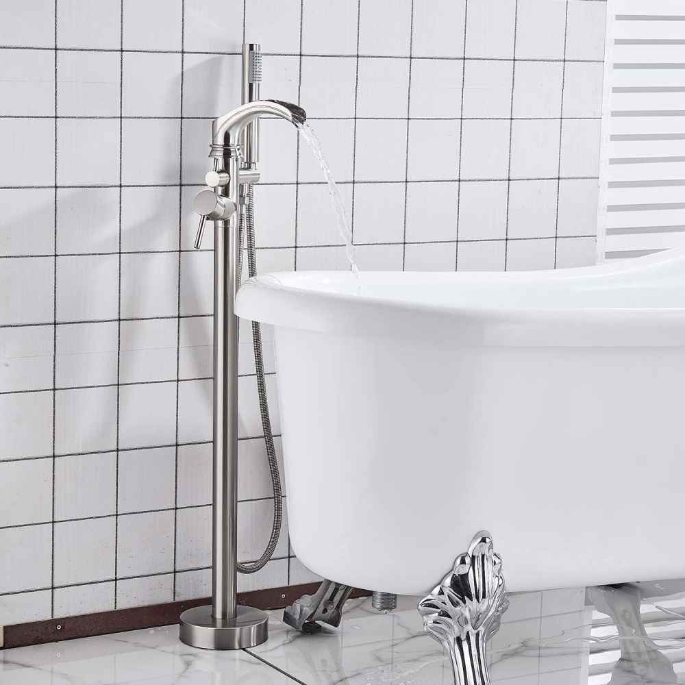 1 Hole  Brushed Bathtub Shower Faucet Brushed Nickel Brass