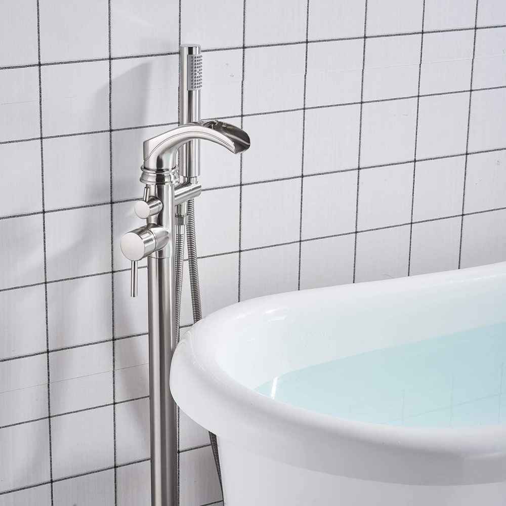 1 Hole  Brushed Bathtub Shower Faucet Brushed Nickel Brass