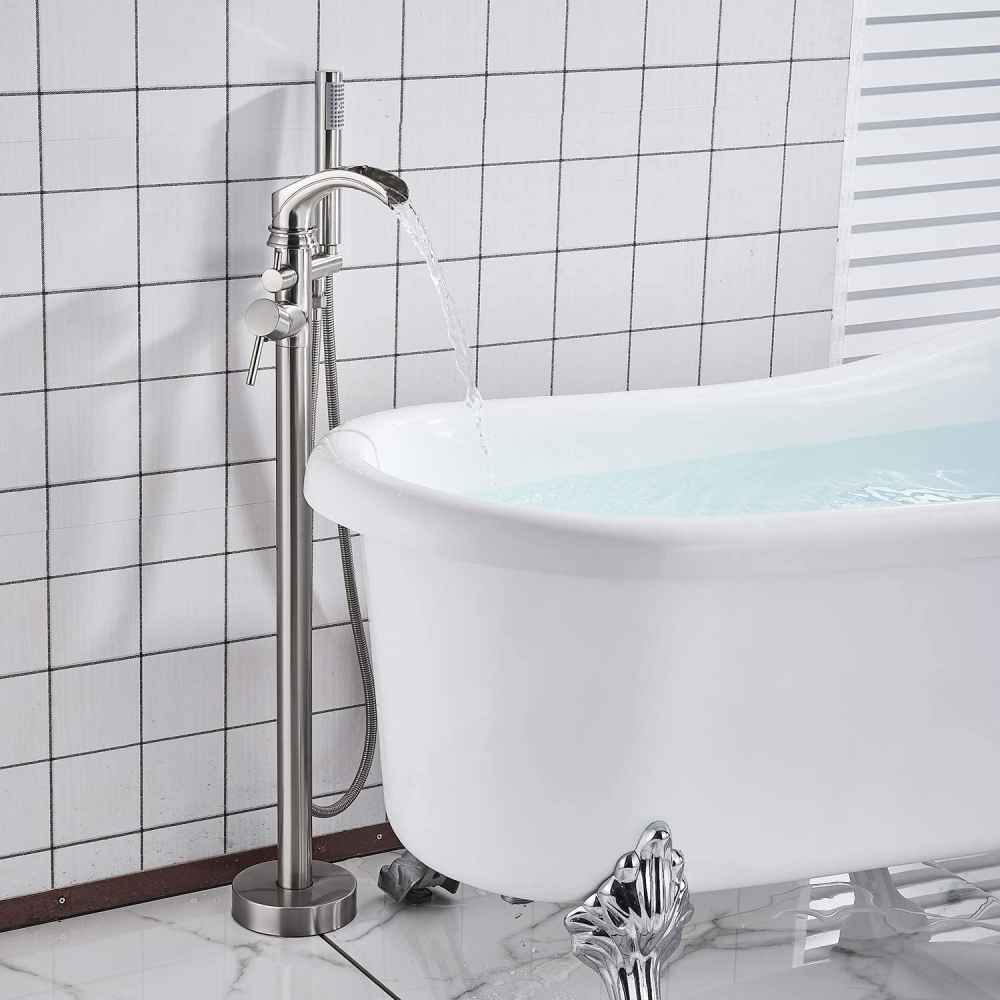 1 Hole  Brushed Bathtub Shower Faucet Brushed Nickel Brass