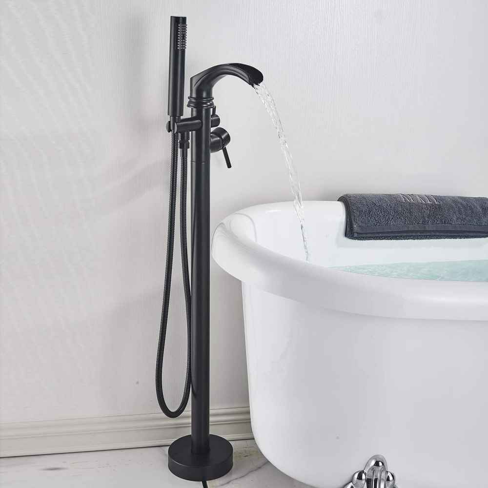 1 Hole  Matte Bathtub Shower Faucet Black Brass