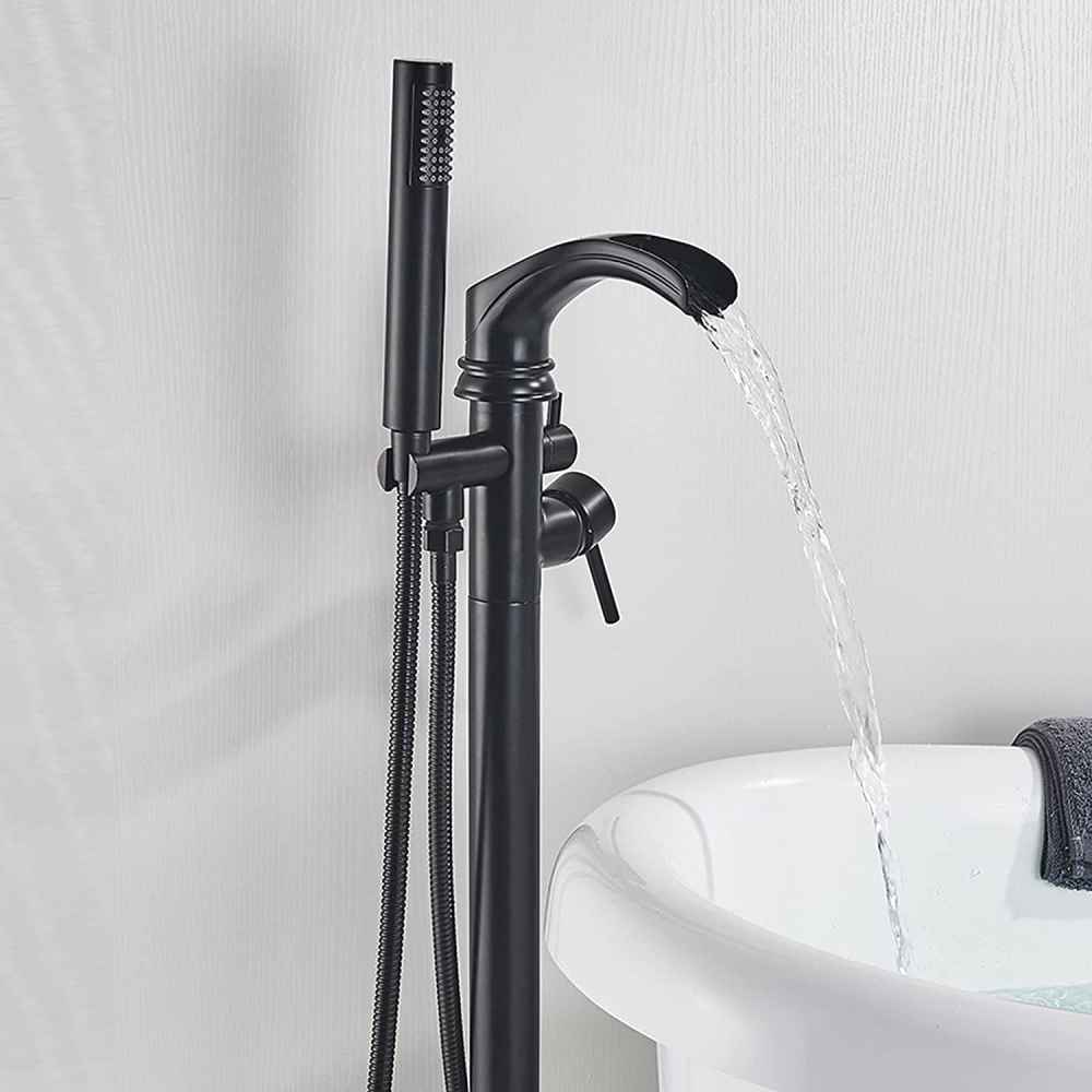 1 Hole  Matte Bathtub Shower Faucet Black Brass