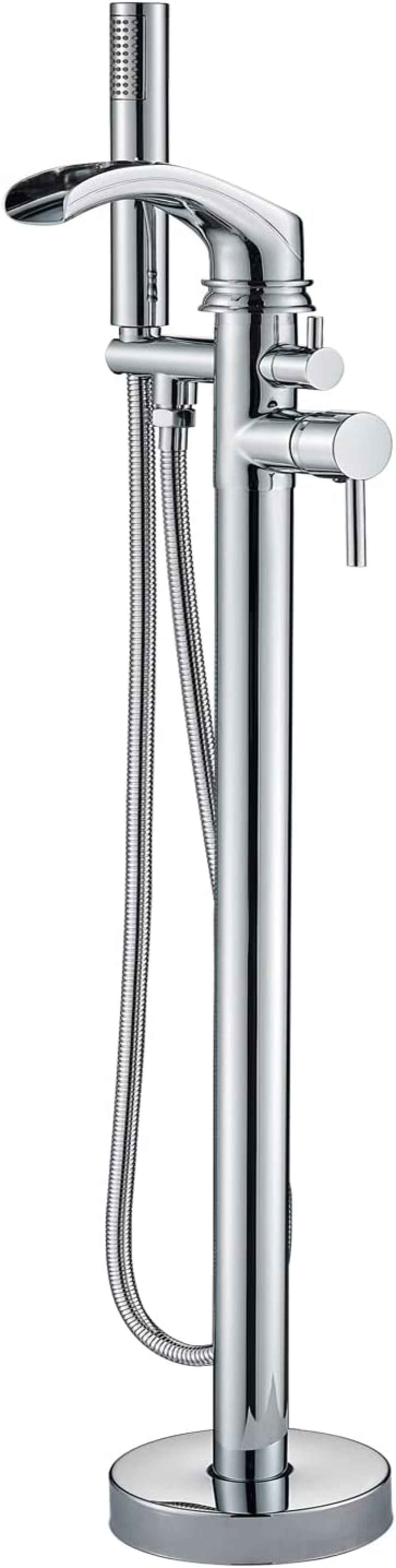 1 Hole Polished Bathtub Shower Faucet Chrome Stainless Steel-Brass