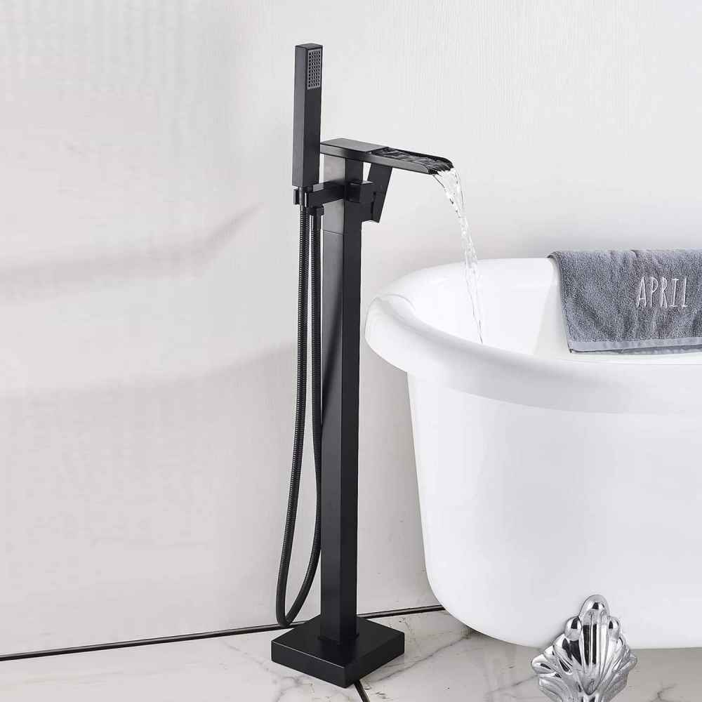 1 Hole  Matte Bathtub Shower Faucet Black Brass-Ceramic