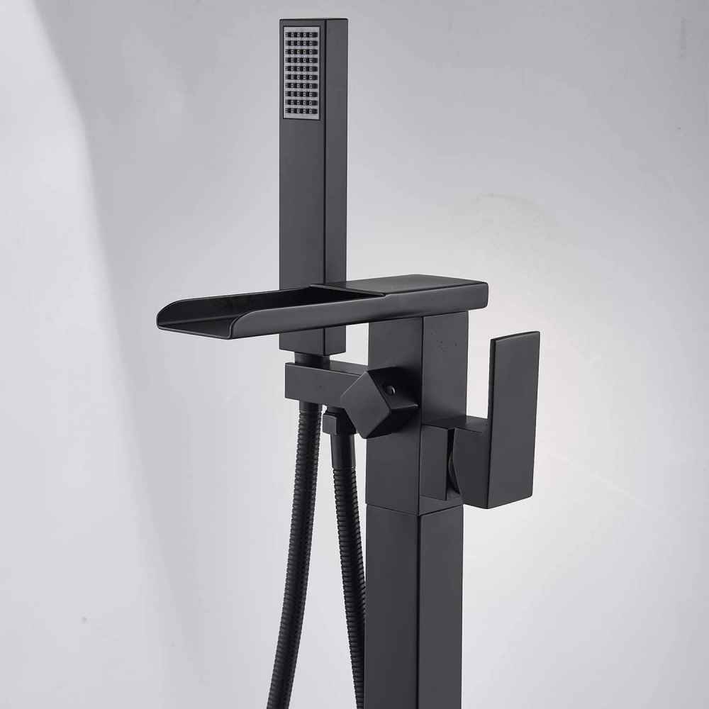 1 Hole  Matte Bathtub Shower Faucet Black Brass-Ceramic