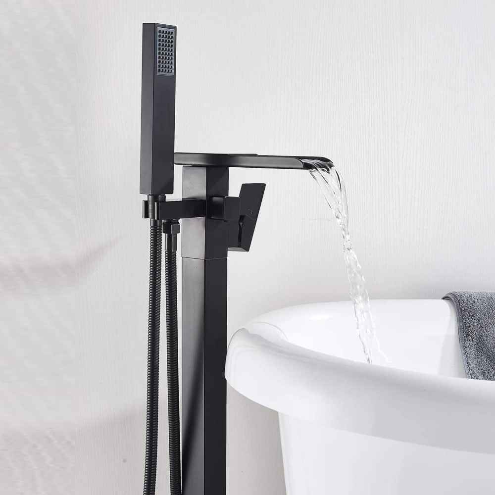 1 Hole  Matte Bathtub Shower Faucet Black Brass-Ceramic