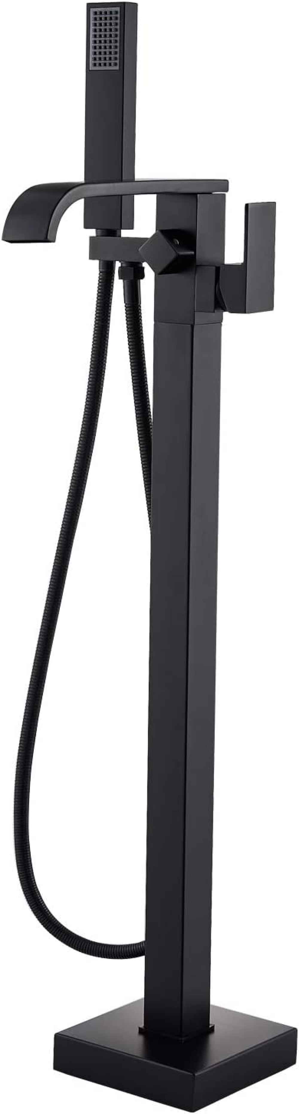 1 Hole Matte Bathtub Shower Faucet Black Brass-Ceramic