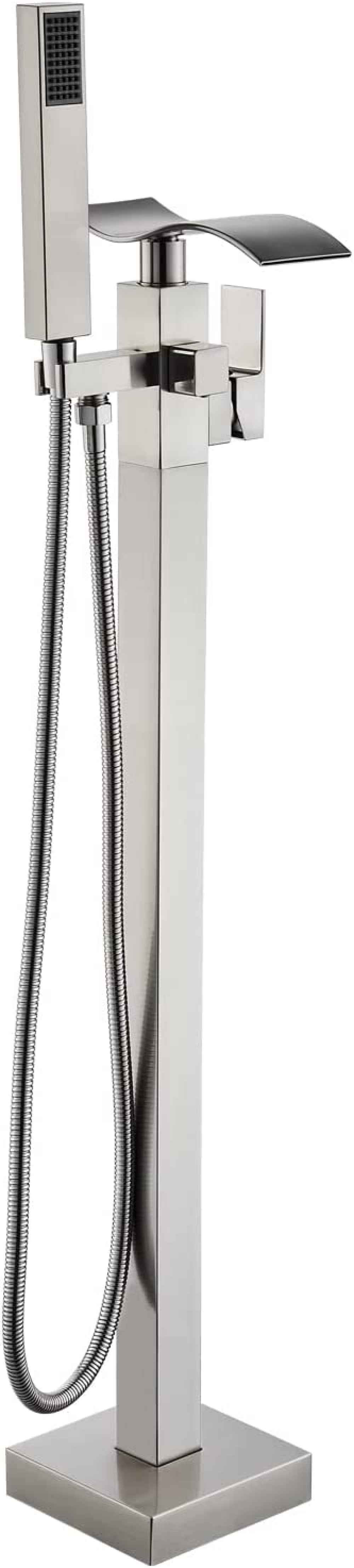 1 Hole Brushed Bathtub Shower Faucet Brushed Nickel Brass-Ceramic