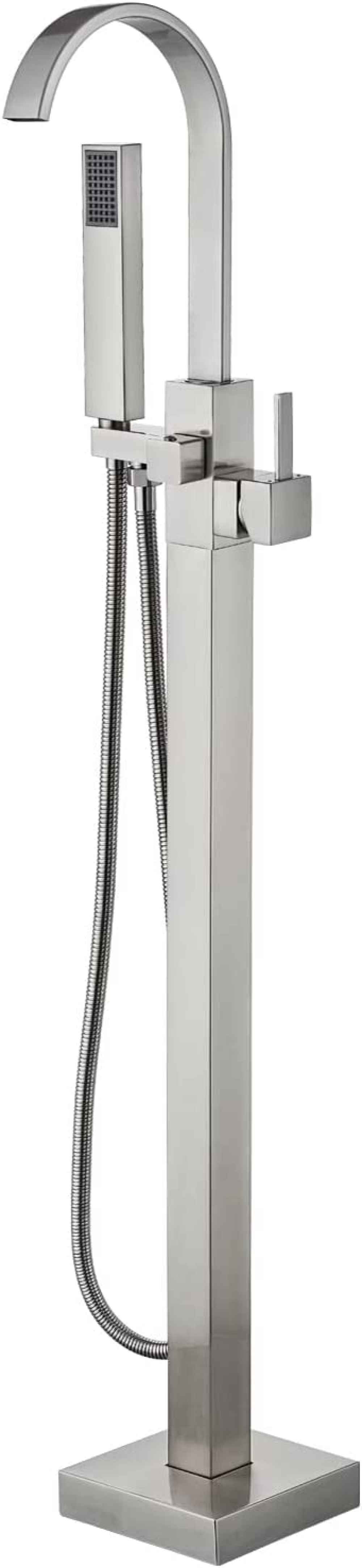 1 Hole Brushed Bathtub Shower Faucet Brushed Nickel Brass-Ceramic