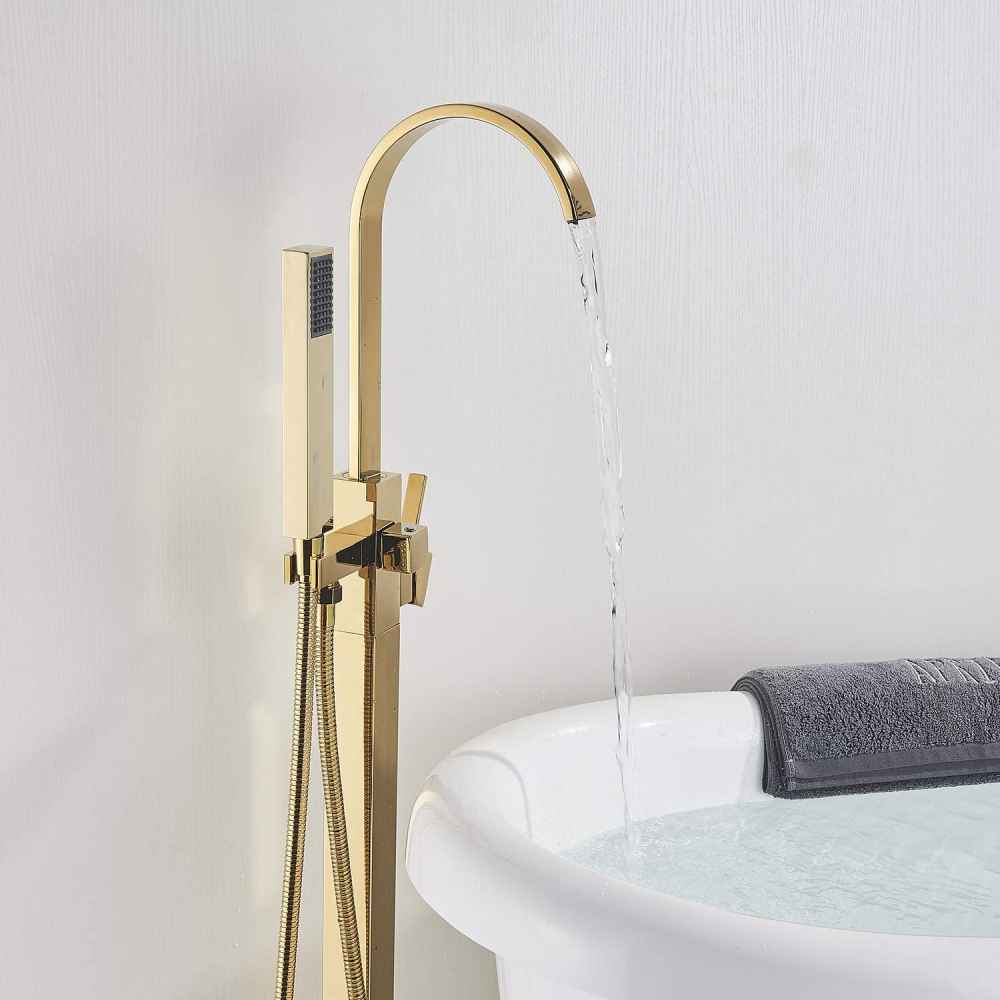 1 Hole  Polished Bathtub Shower Faucet Gold Brass
