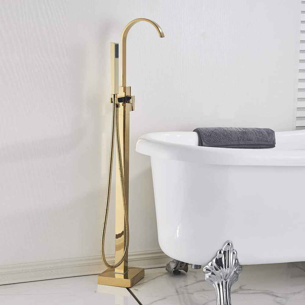 1 Hole  Polished Bathtub Shower Faucet Gold Brass
