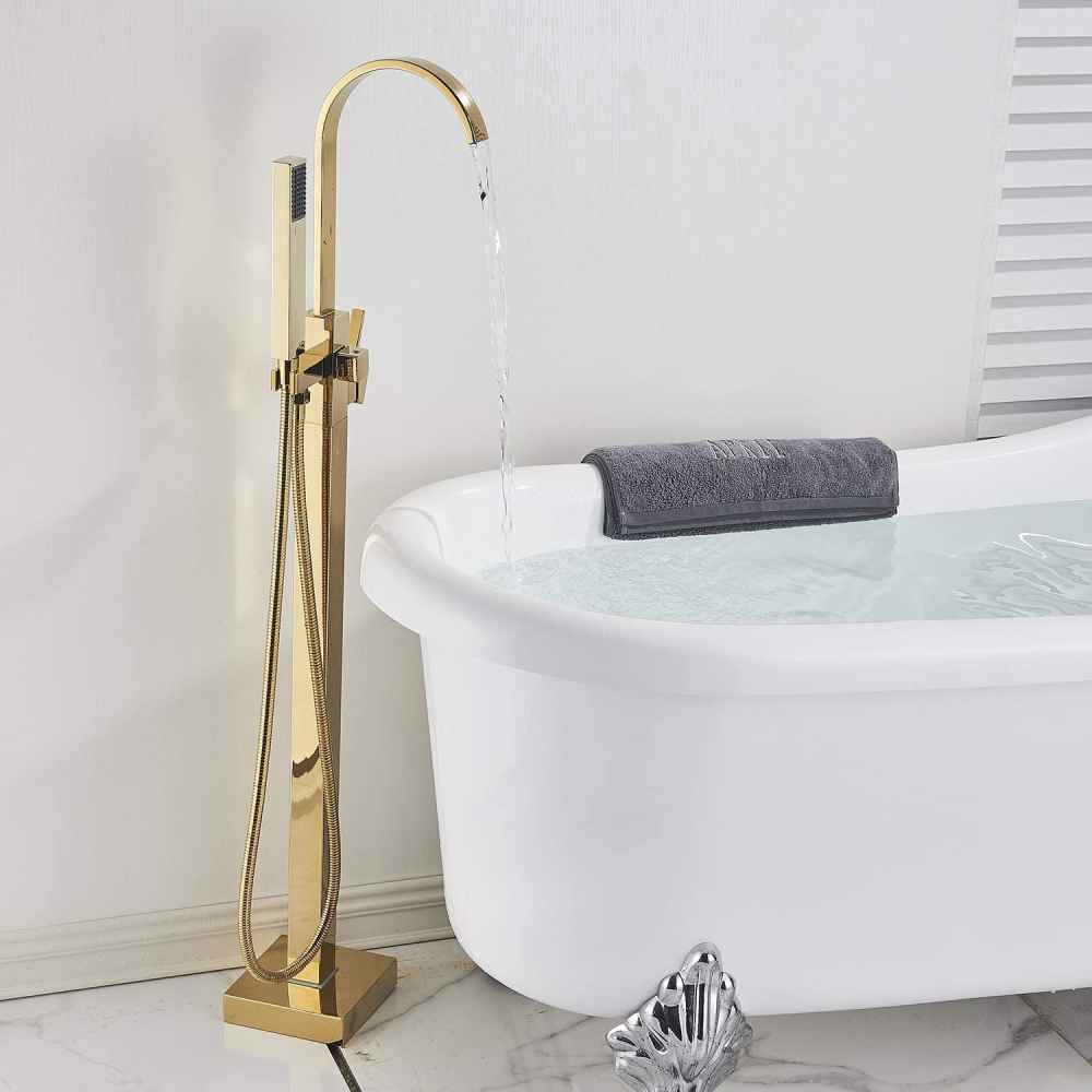 1 Hole  Polished Bathtub Shower Faucet Gold Brass