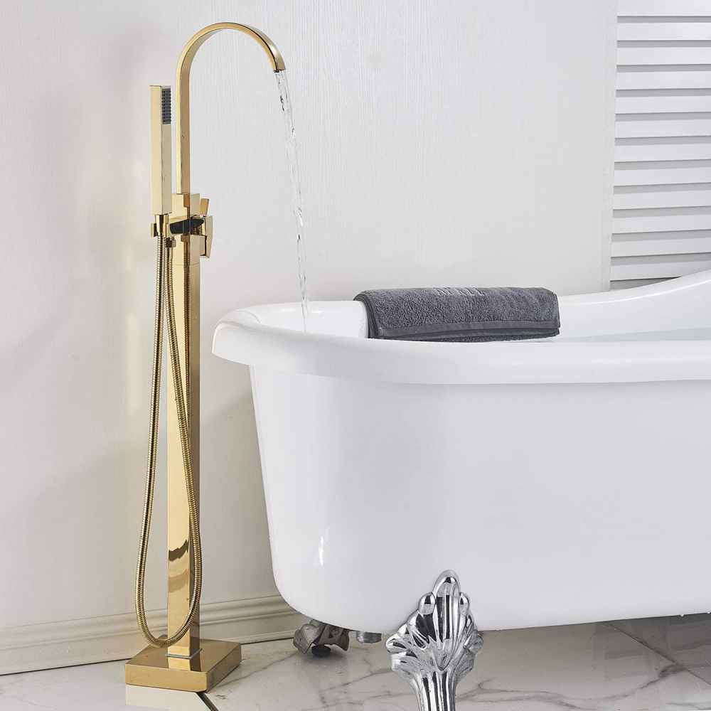1 Hole  Polished Bathtub Shower Faucet Gold Brass