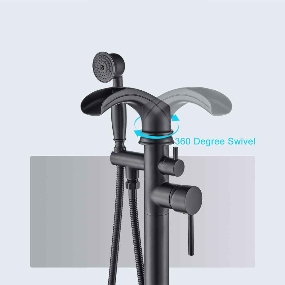 1 Hole  Matte Bathtub Shower Faucet Black Brass-Ceramic