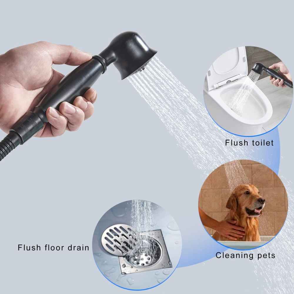1 Hole  Matte Bathtub Shower Faucet Black Brass-Ceramic