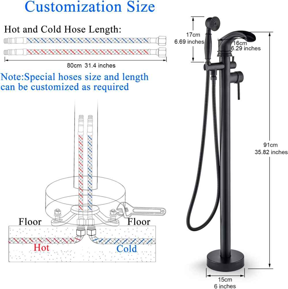 1 Hole  Matte Bathtub Shower Faucet Black Brass-Ceramic