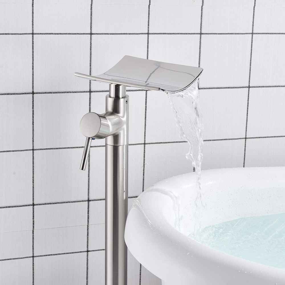 1 Hole  Brushed Bathtub Shower Faucet Brushed Nickel Brass-Ceramic