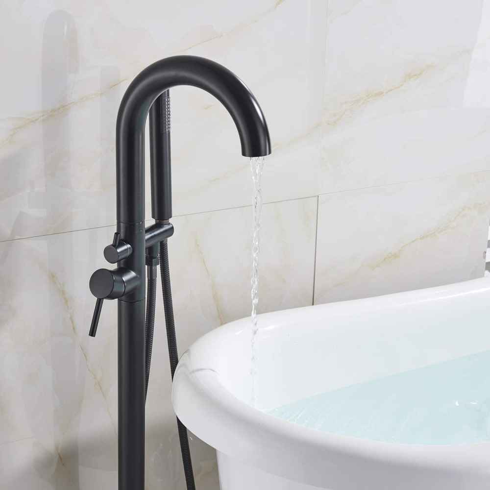 1 Hole  Oil Rubbed Bathtub Shower Faucet Black Brass-Ceramic