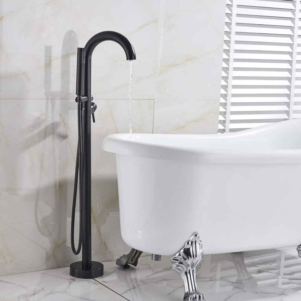 1 Hole  Oil Rubbed Bathtub Shower Faucet Black Brass-Ceramic