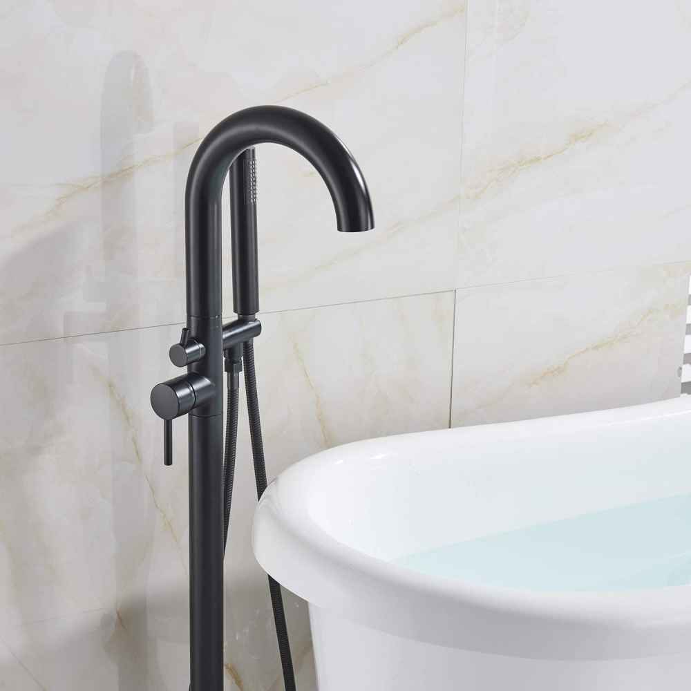 1 Hole  Oil Rubbed Bathtub Shower Faucet Black Brass-Ceramic