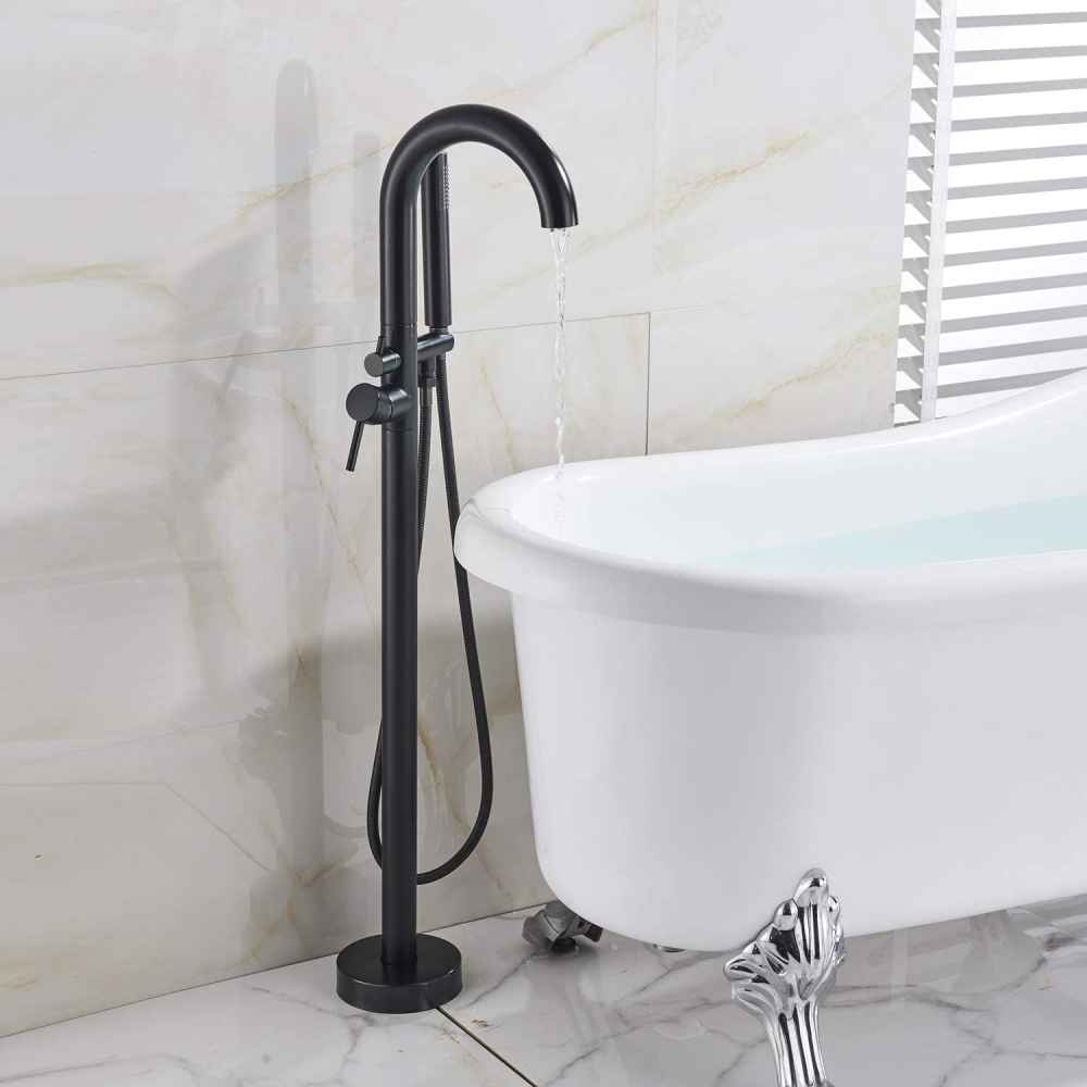 1 Hole  Oil Rubbed Bathtub Shower Faucet Black Brass-Ceramic