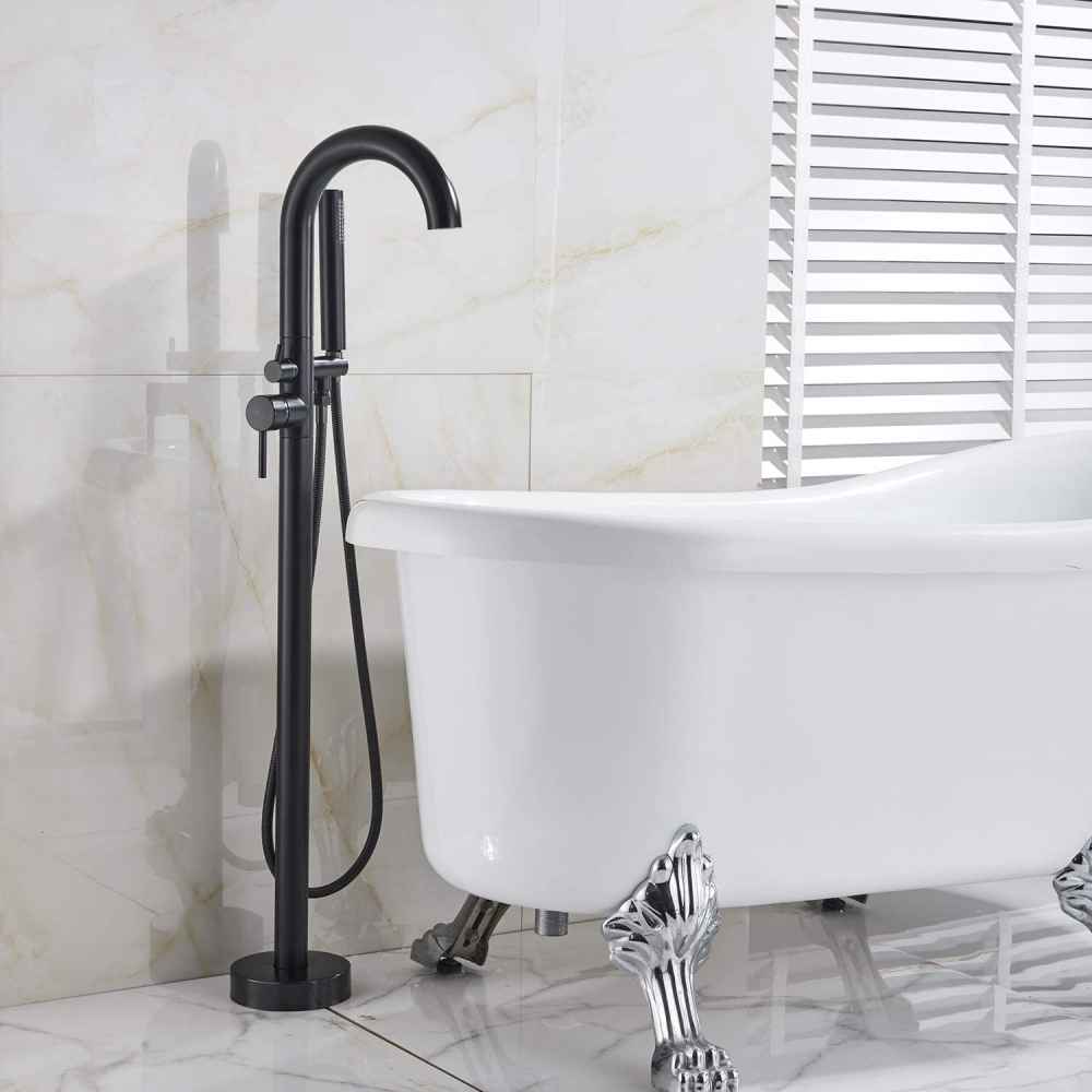 1 Hole  Oil Rubbed Bathtub Shower Faucet Black Brass-Ceramic