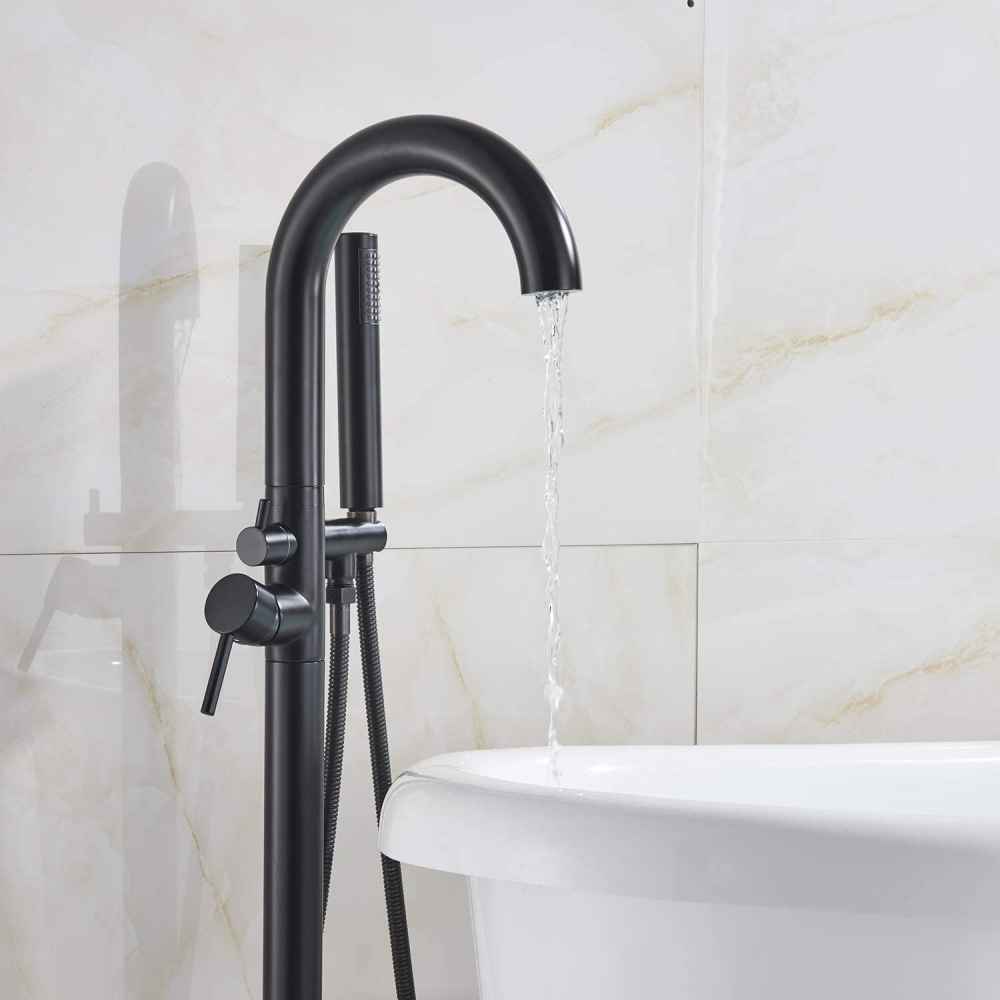 1 Hole  Oil Rubbed Bathtub Shower Faucet Black Brass-Ceramic