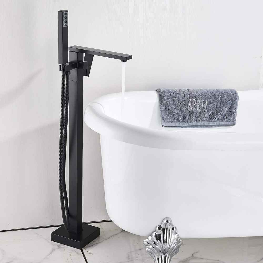 1 Hole Matte Bathtub Shower Faucet Black Brass-Ceramic