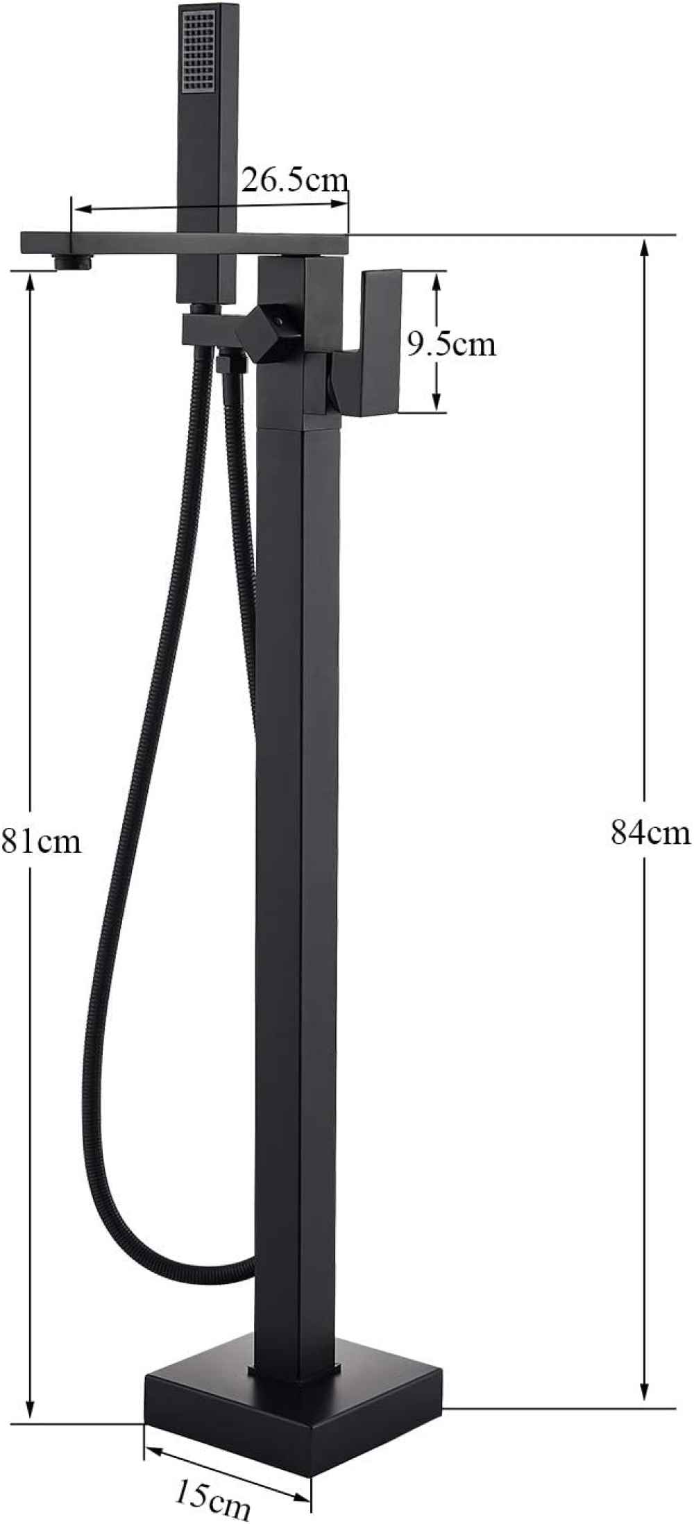 1 Hole Matte Bathtub Shower Faucet Black Brass-Ceramic