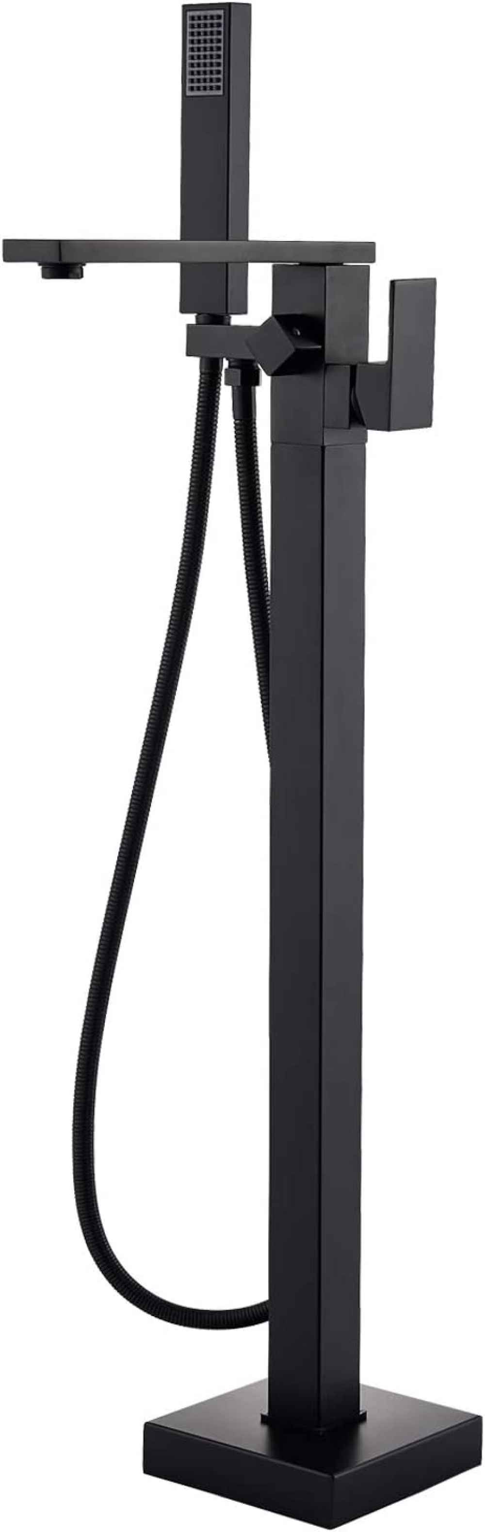 1 Hole Matte Bathtub Shower Faucet Black Brass-Ceramic