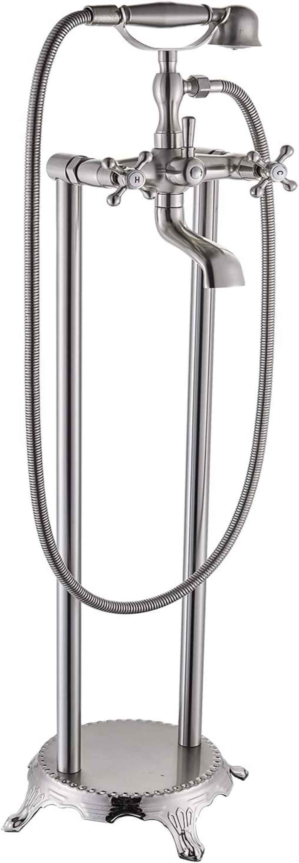 2 Hole Brushed Bathtub Shower Faucet Brushed Nickel Brass