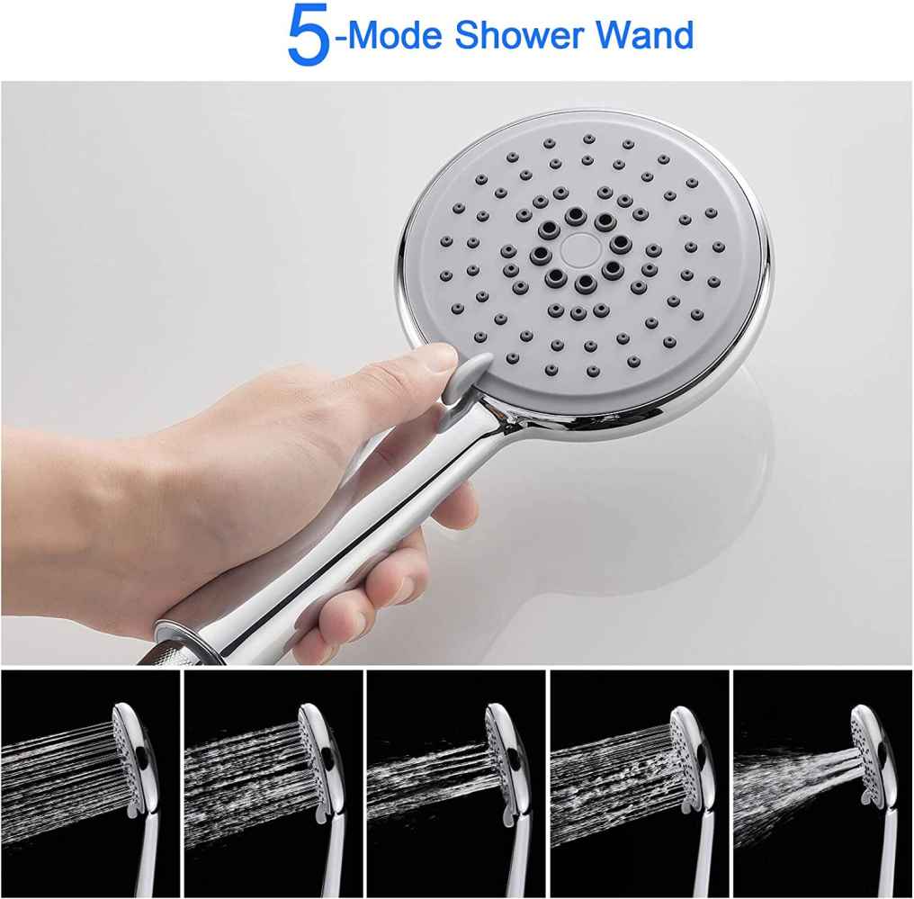 7.8-in. x 43.3-in. Shower Panel Black-Chrome Stainless Steel-Brass