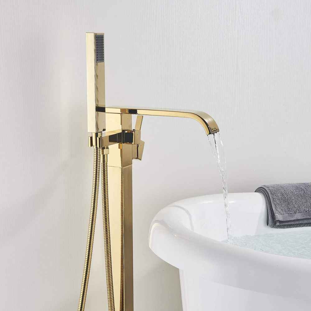 1 Hole  Polished Bathtub Shower Faucet Gold Brass