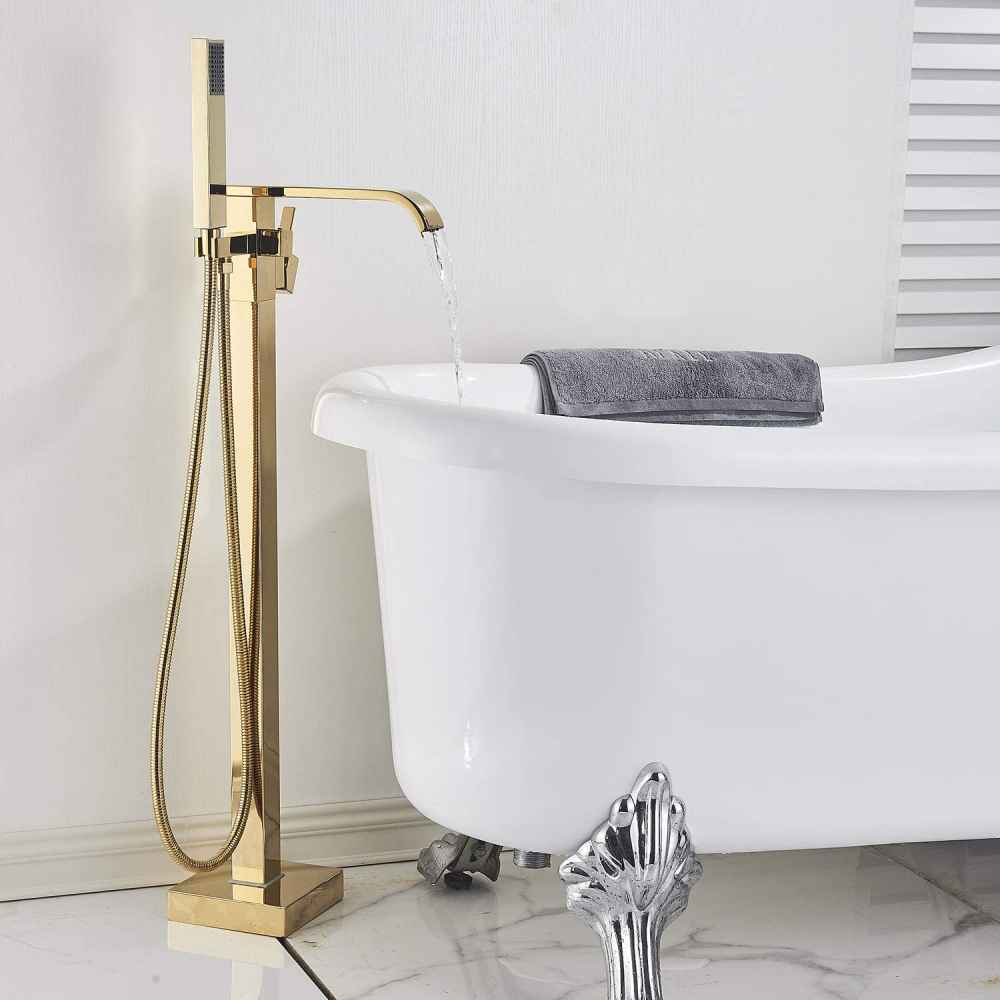 1 Hole  Polished Bathtub Shower Faucet Gold Brass