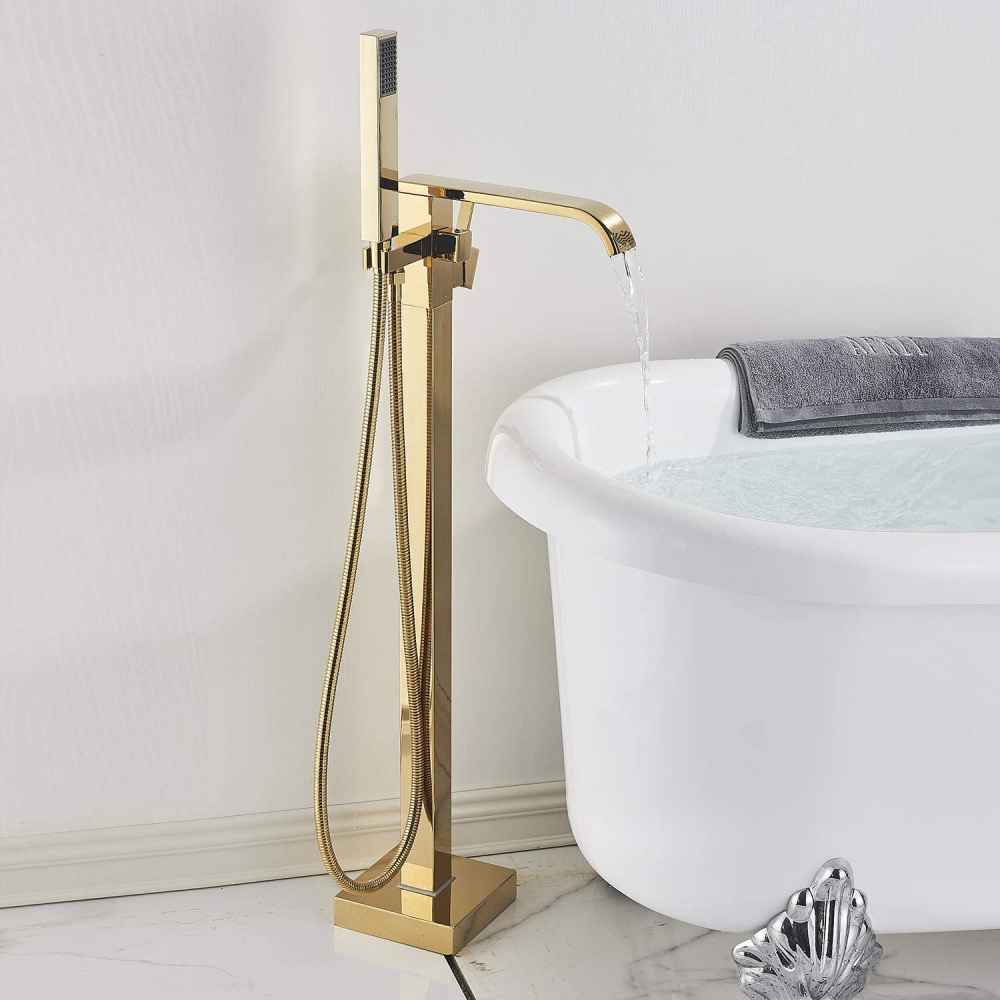 1 Hole  Polished Bathtub Shower Faucet Gold Brass