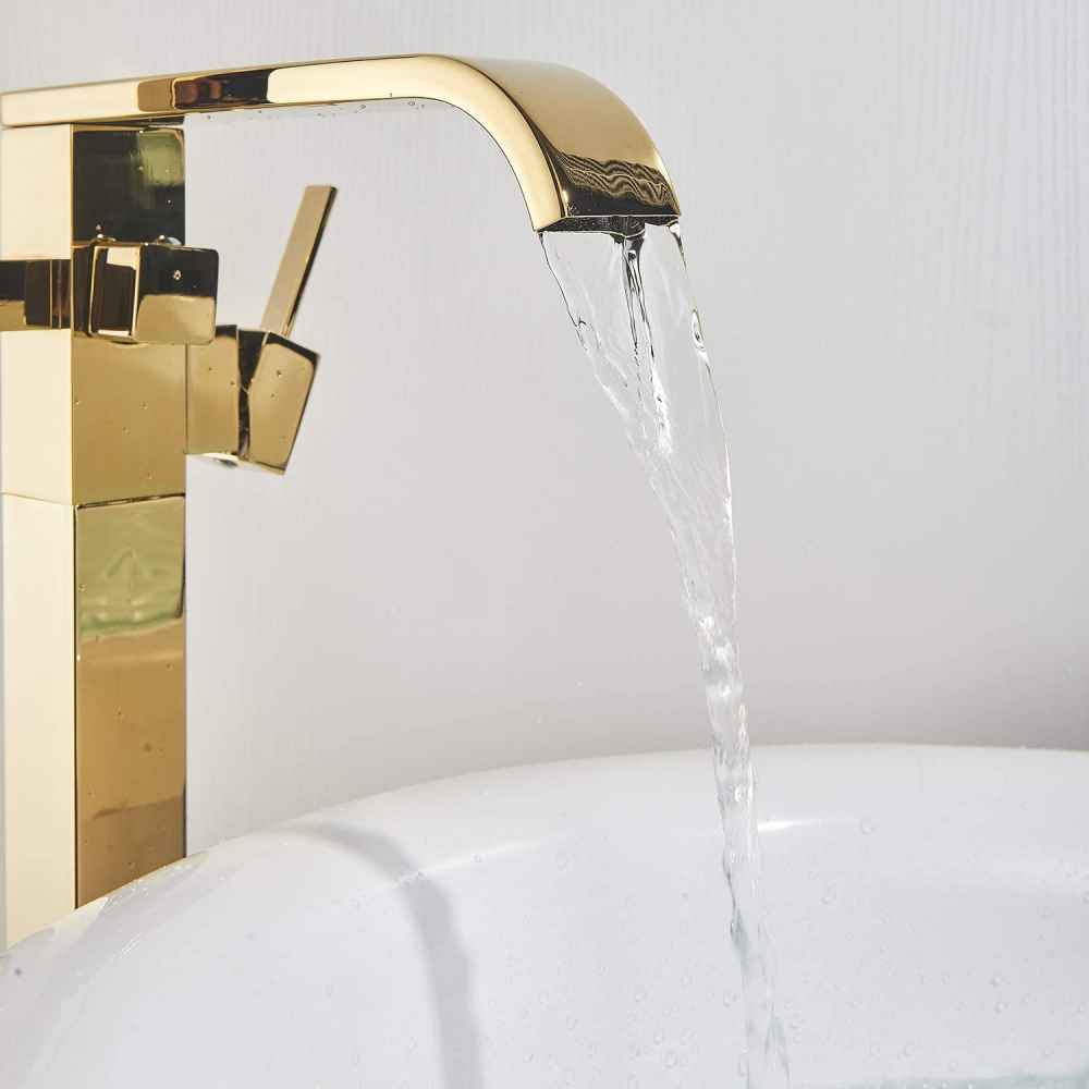 1 Hole  Polished Bathtub Shower Faucet Gold Brass