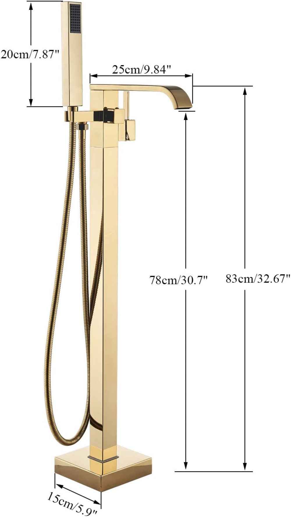 1 Hole  Polished Bathtub Shower Faucet Gold Brass