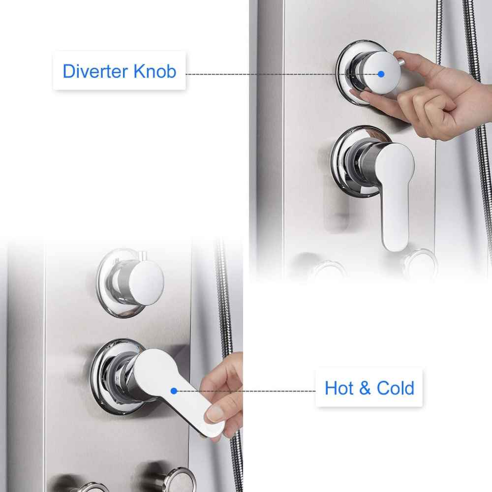 10.5-in. x 53-in. Shower Panel Silver Stainless Steel-Brass