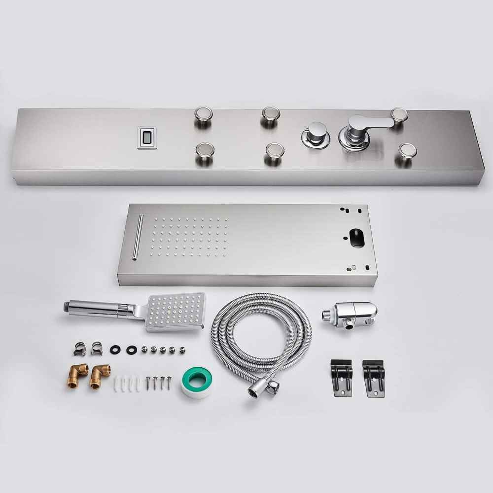 10.5-in. x 53-in. Shower Panel Silver Stainless Steel-Brass