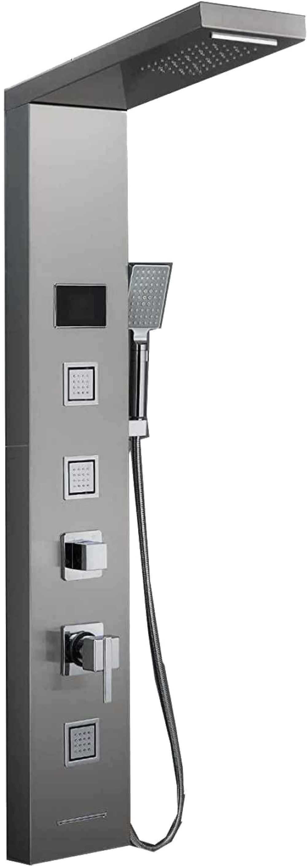 7.8-in. x 51.2-in. Shower Panel Brushed Stainless Steel Stainless Steel-Brass