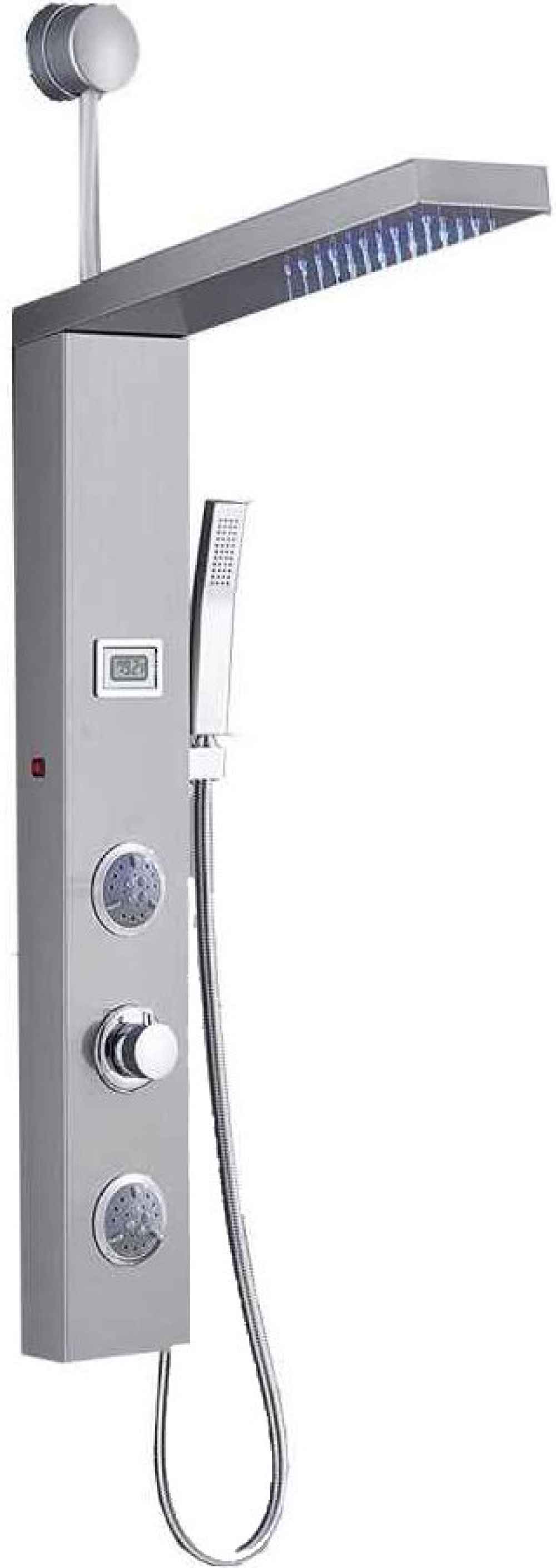 8.5-in. x 37.4-in. Shower Panel Silver Stainless Steel-Brass