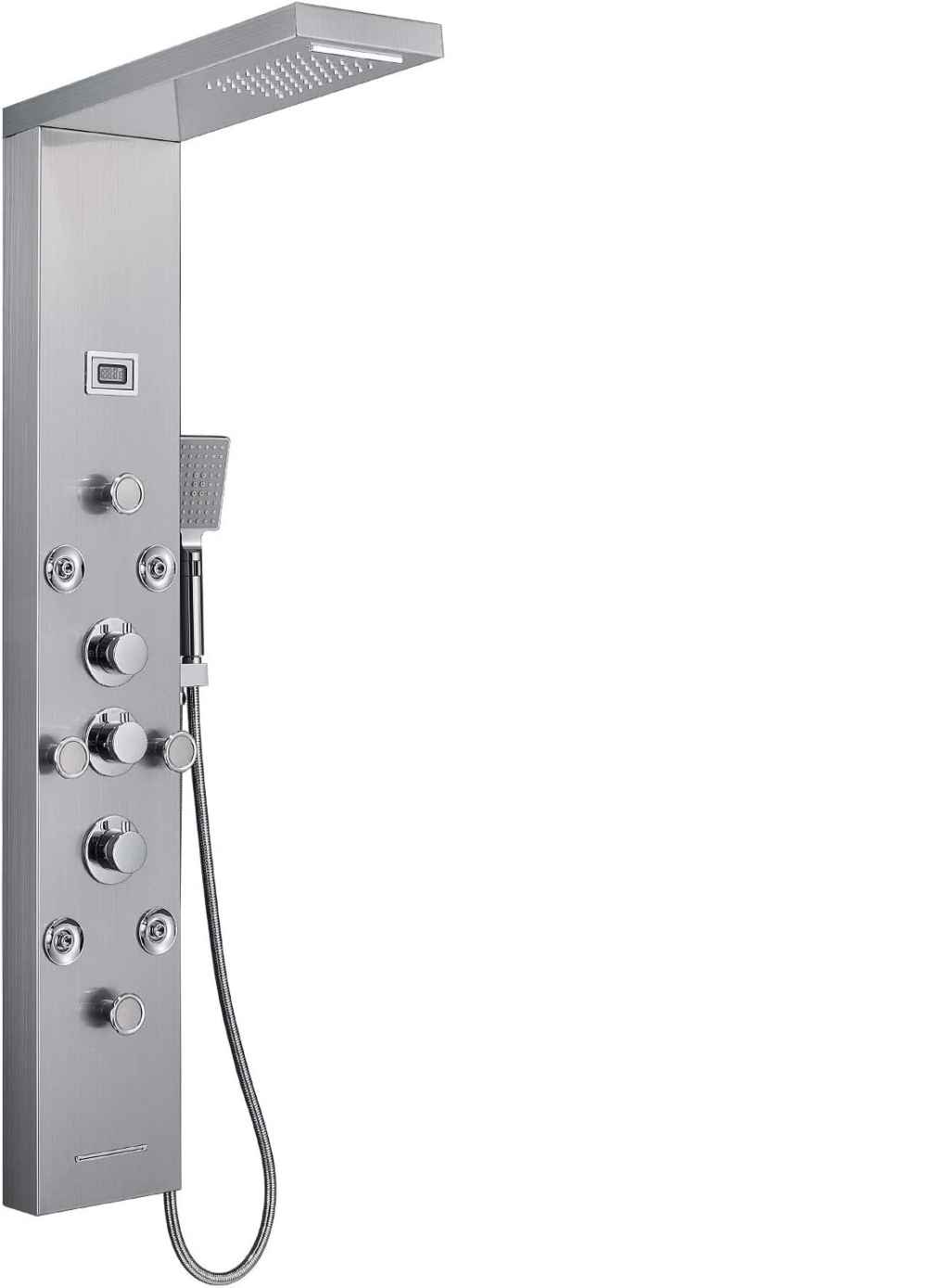10.5-in. x 53-in. Shower Panel Silver Stainless Steel-Brass