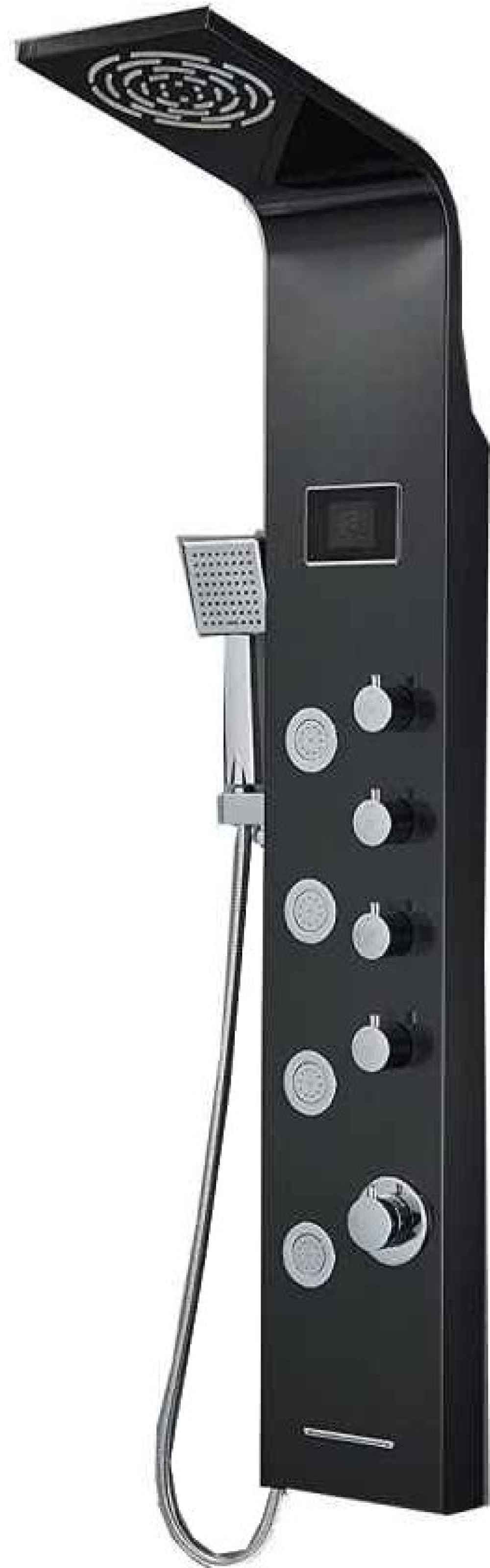7.8-in. x 50-in. Shower Panel Black-Chrome Stainless Steel