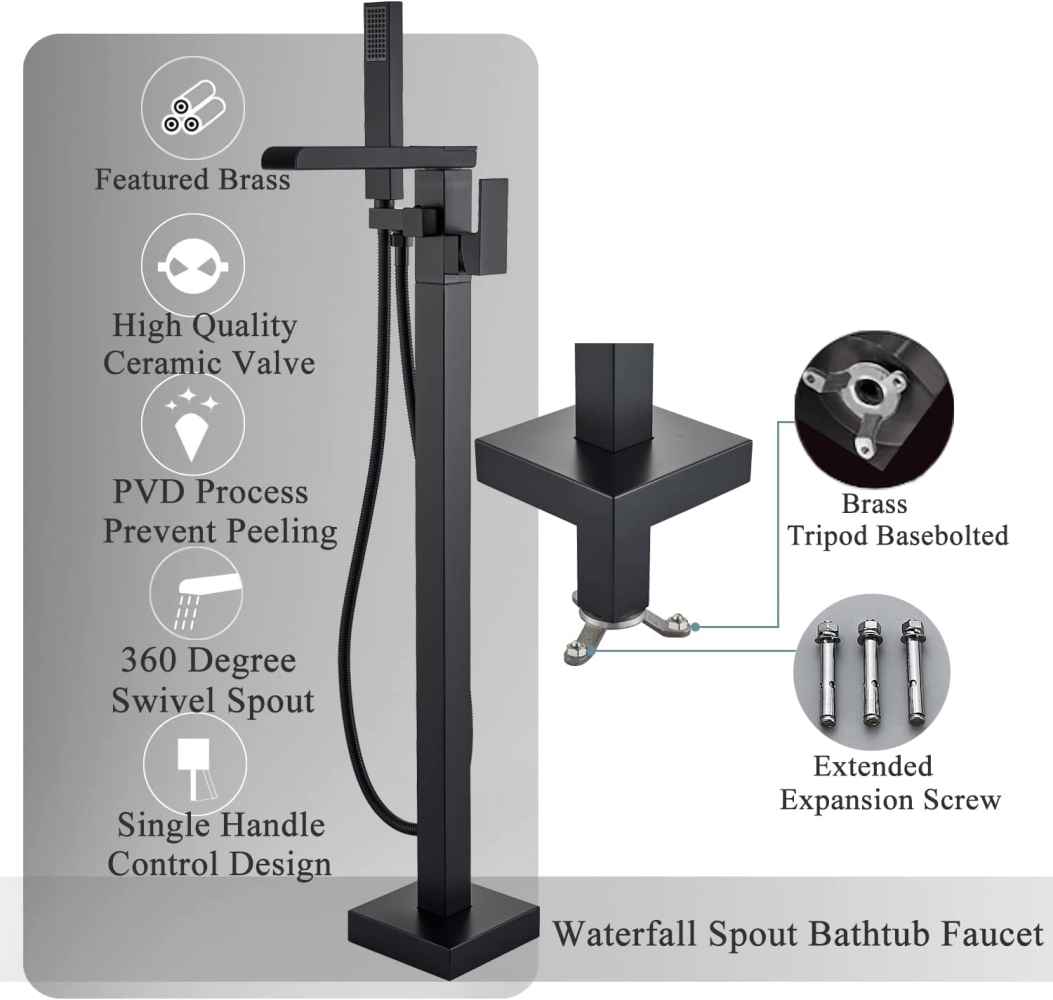 1 Hole  Oil Rubbed Bathtub Shower Faucet Black Brass