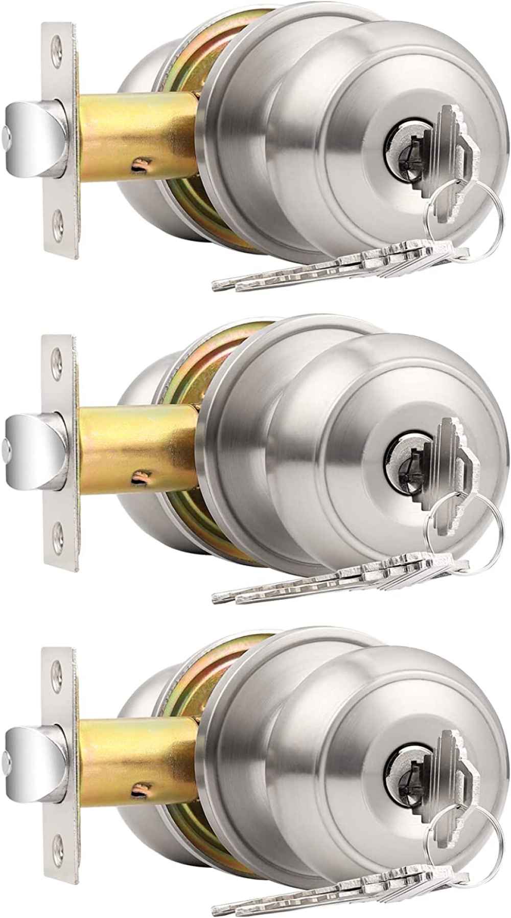 3-in. x 0.039-in. Stainless Steel Door Door Lock In Satin Nickel