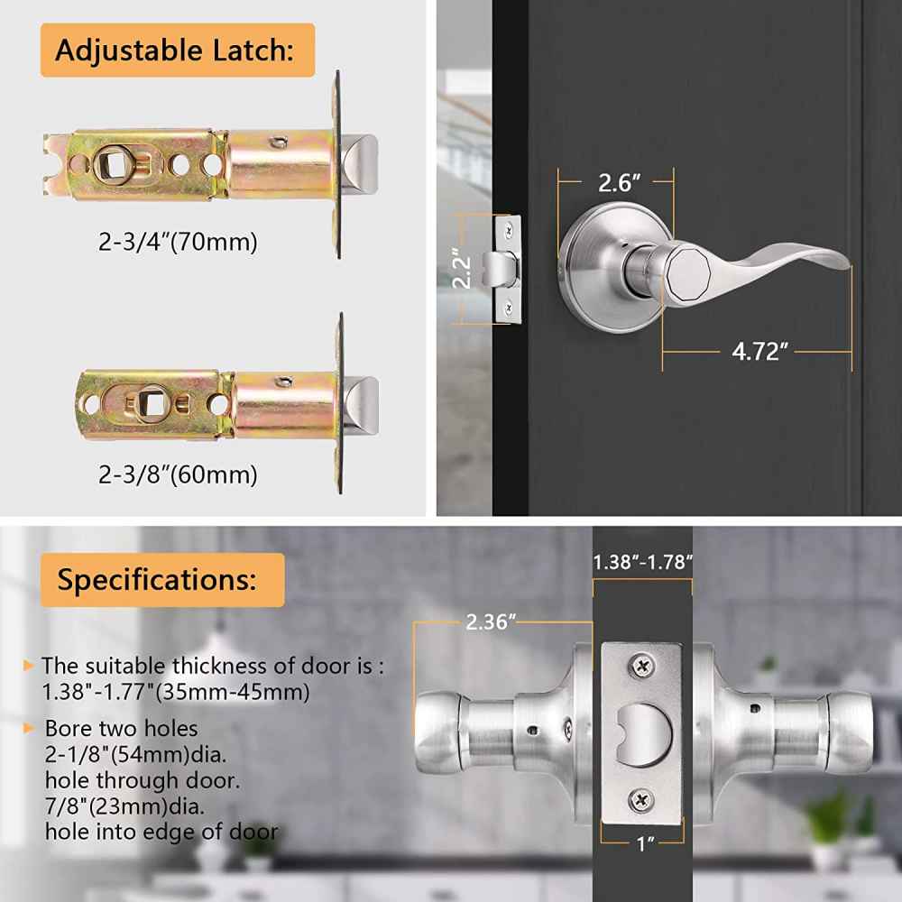 4.7-in. x 0.01-in. Zinc Alloy Door Door Lock In Satin Nickel