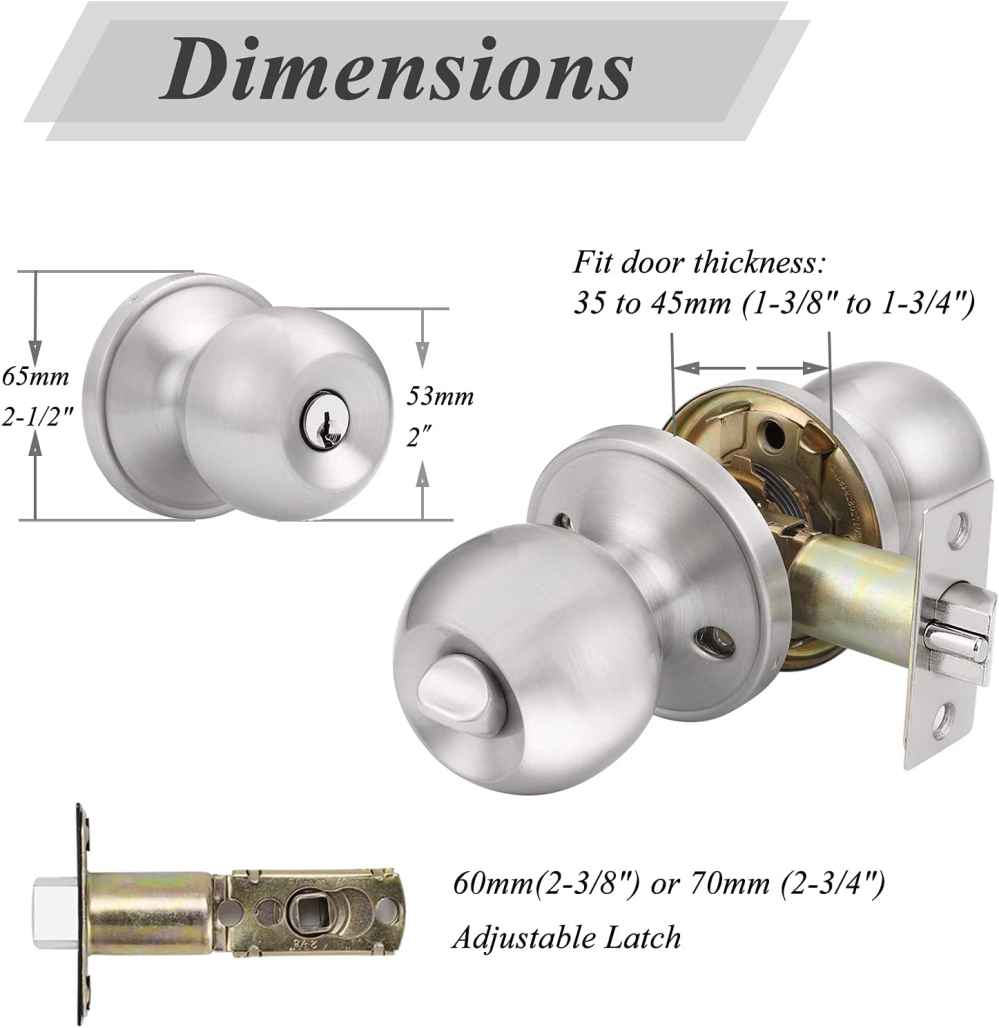 3.3-in. x 0.03-in. Stainless Steel Door Door Lock In Satin Nickel