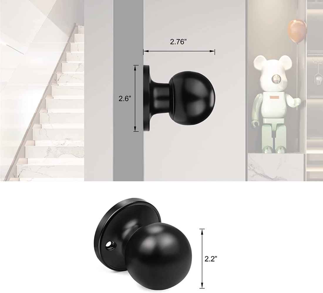 2.75-in. x 0.03-in. Stainless Steel Door Door Knob In Black